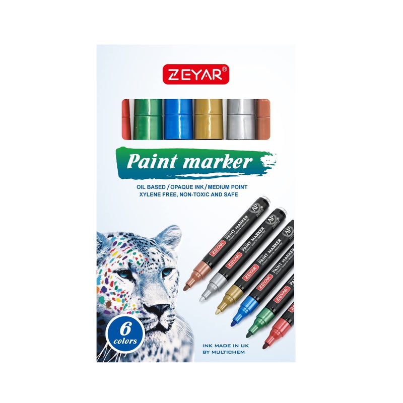 ZEYAR Oil-Based Paint Markers for Rock Painting, Medium Point, Waterproof ink, 18 Colors, AP Certified, Great on Mug, Rock, Glass, Canvas, Metal and more (18 Colors) - Image 3